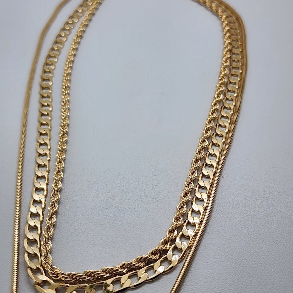 Brand New Brazilian 18k Gold Filled 3 Row Necklace - Picture 5 of 5